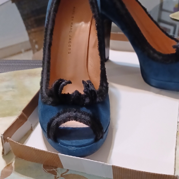 Marc by Marc Jacobs Blue Suede and With Black Ribbon Trimmed Footwear - Picture 3 of 8